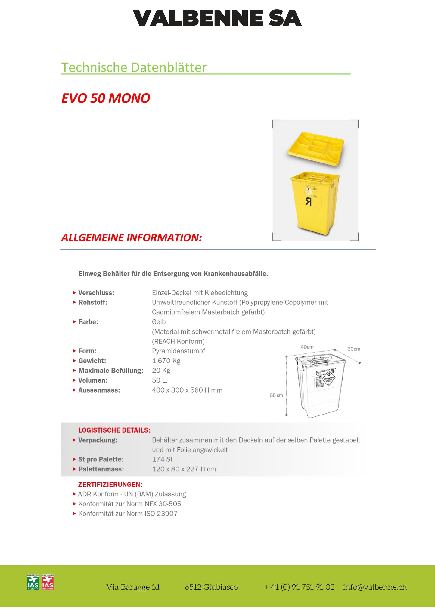Contenitore EVO 50 MONO