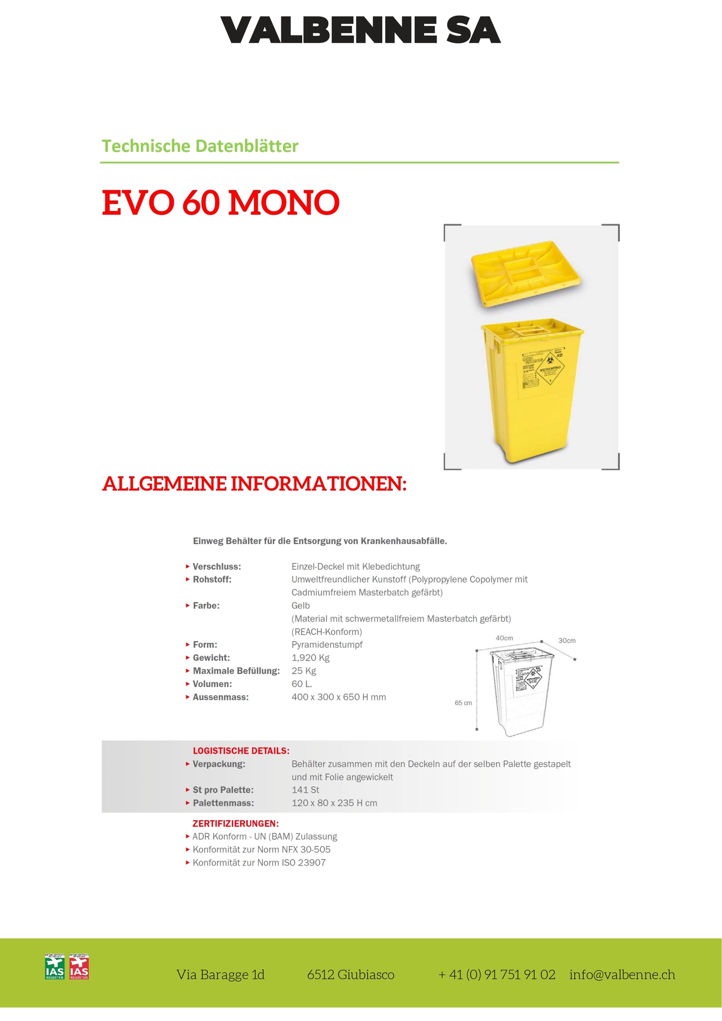Contenitore EVO 60 MONO